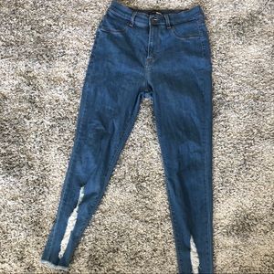 Distress Ankle High Waist Jeans